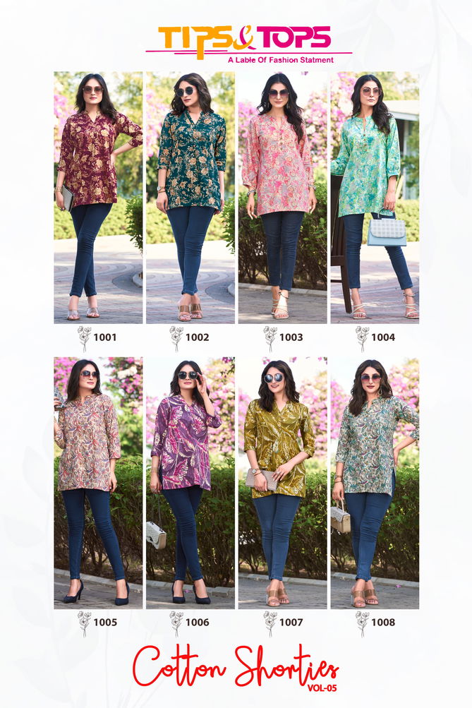 Cotton Shorties Vol 5 By Tips And Tops Cotton Printed Ladies Top Wholesale Price In Surat
